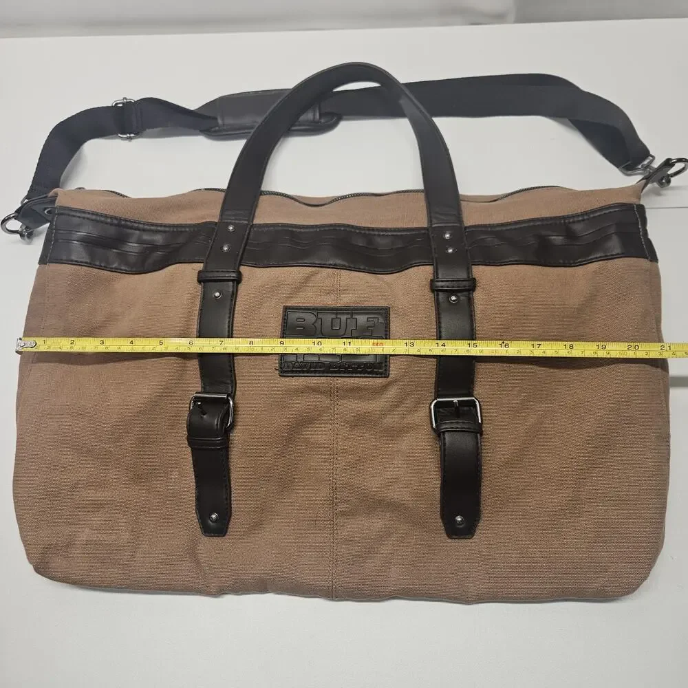 Buffalo David Bitton Tan Canvas Duffel with Black Trim